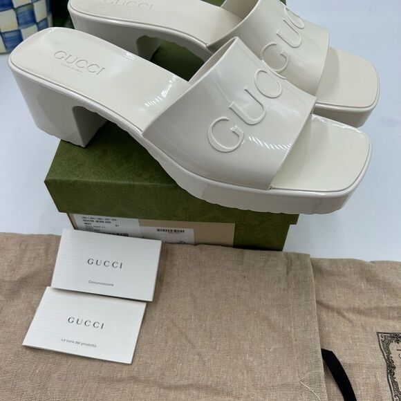 Women’s Gucci, rubber block, low heel slides, size 41 made in Italy - Picture 7 of 11